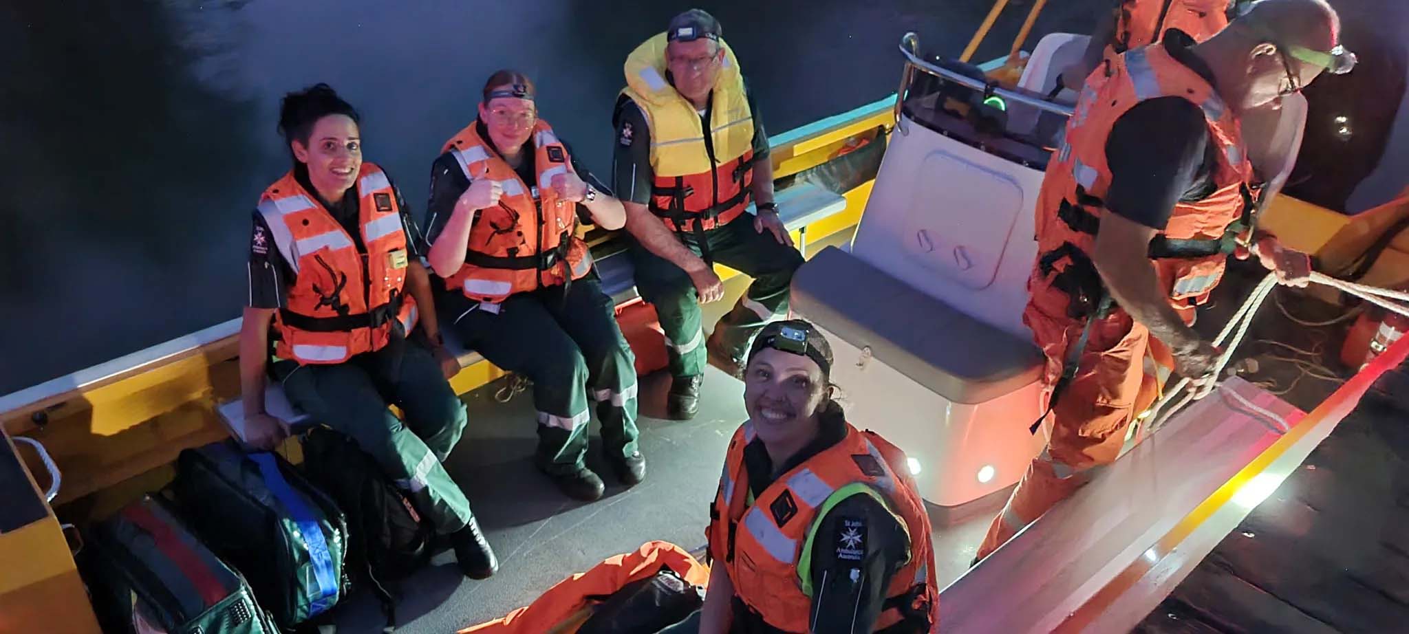 Hawkesbury Division and Hawkesbury SES night time flood boat training on the Hawkesbury River.